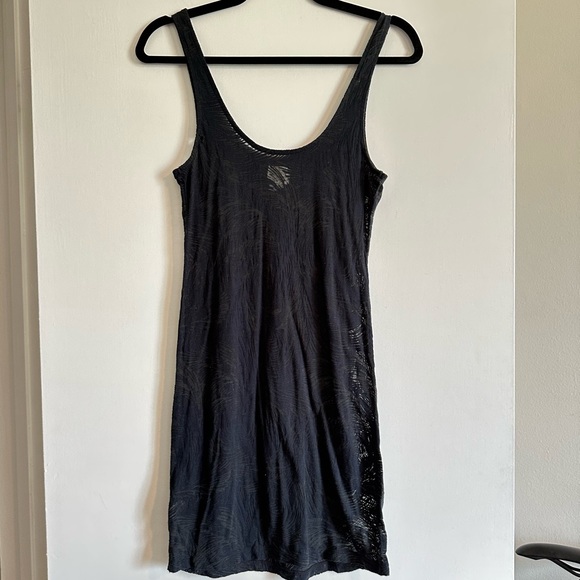 Intimately Free People Dark Grey/Black Sheer Printed Bodycon Mini Dress Size M - Picture 2 of 8